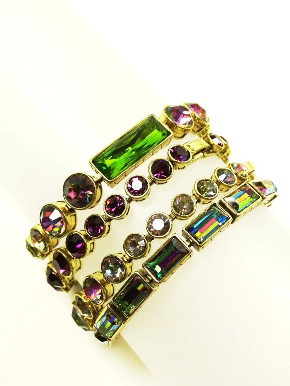 HEIDI DAUS Multicolor Alexandrite Like Swarovski Crystals Set of Four Bracelets